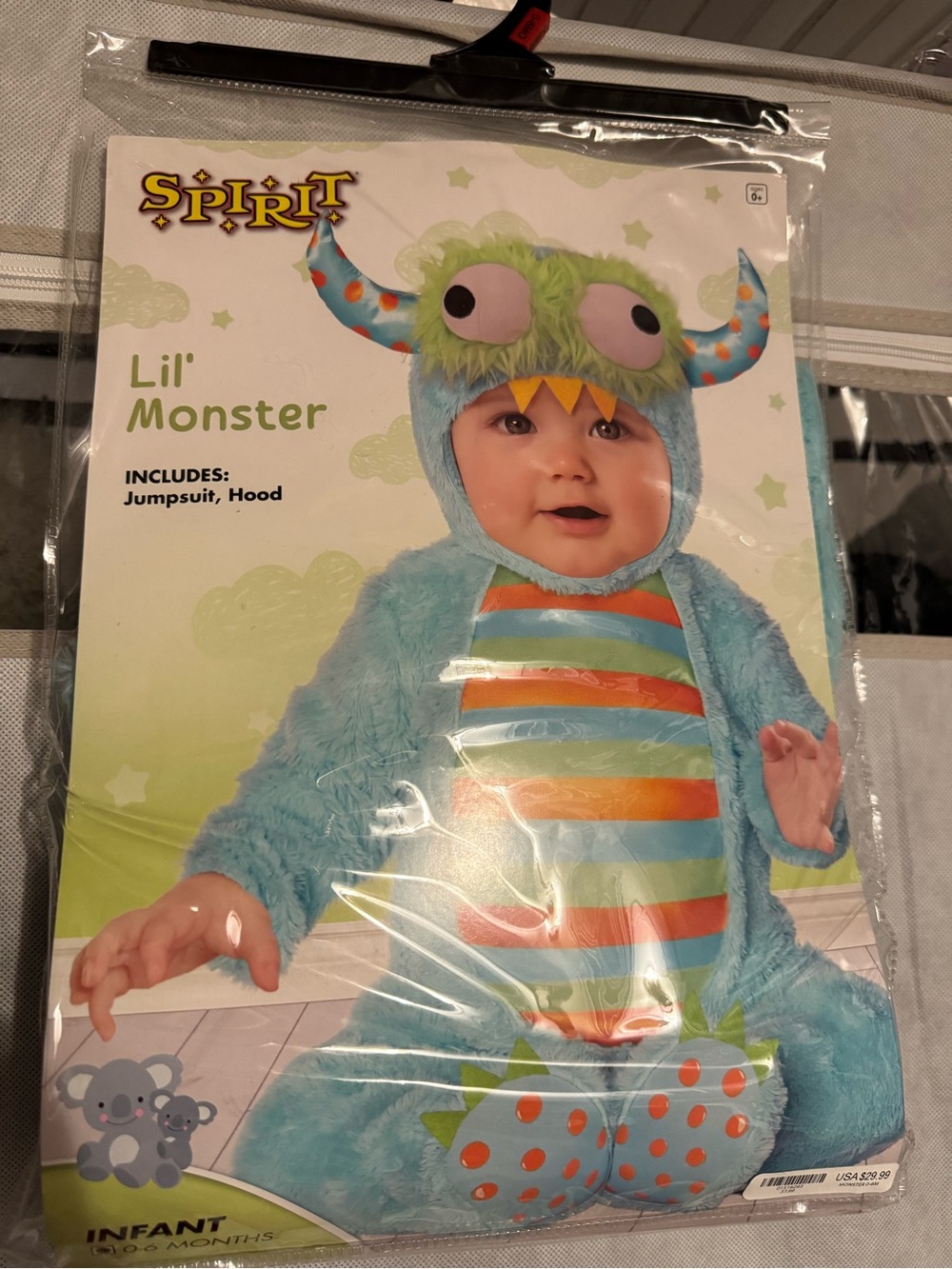 Spirit Lil' Monster Infant Costume - Light Blue with Green & Orange Accents - Picture 1 of 4